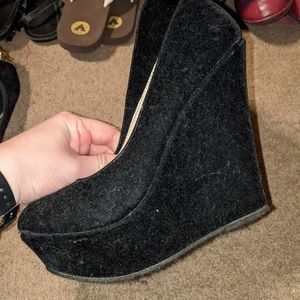Suede platform heels
